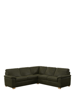 John Lewis Camden 5+ Seater Corner Leather Sofa, Light Leg, Demetra Green