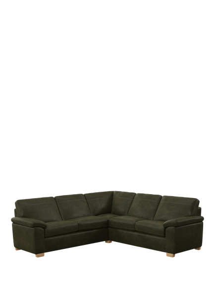 John Lewis Camden 5+ Seater Corner Leather Sofa, Light Leg, Demetra Green