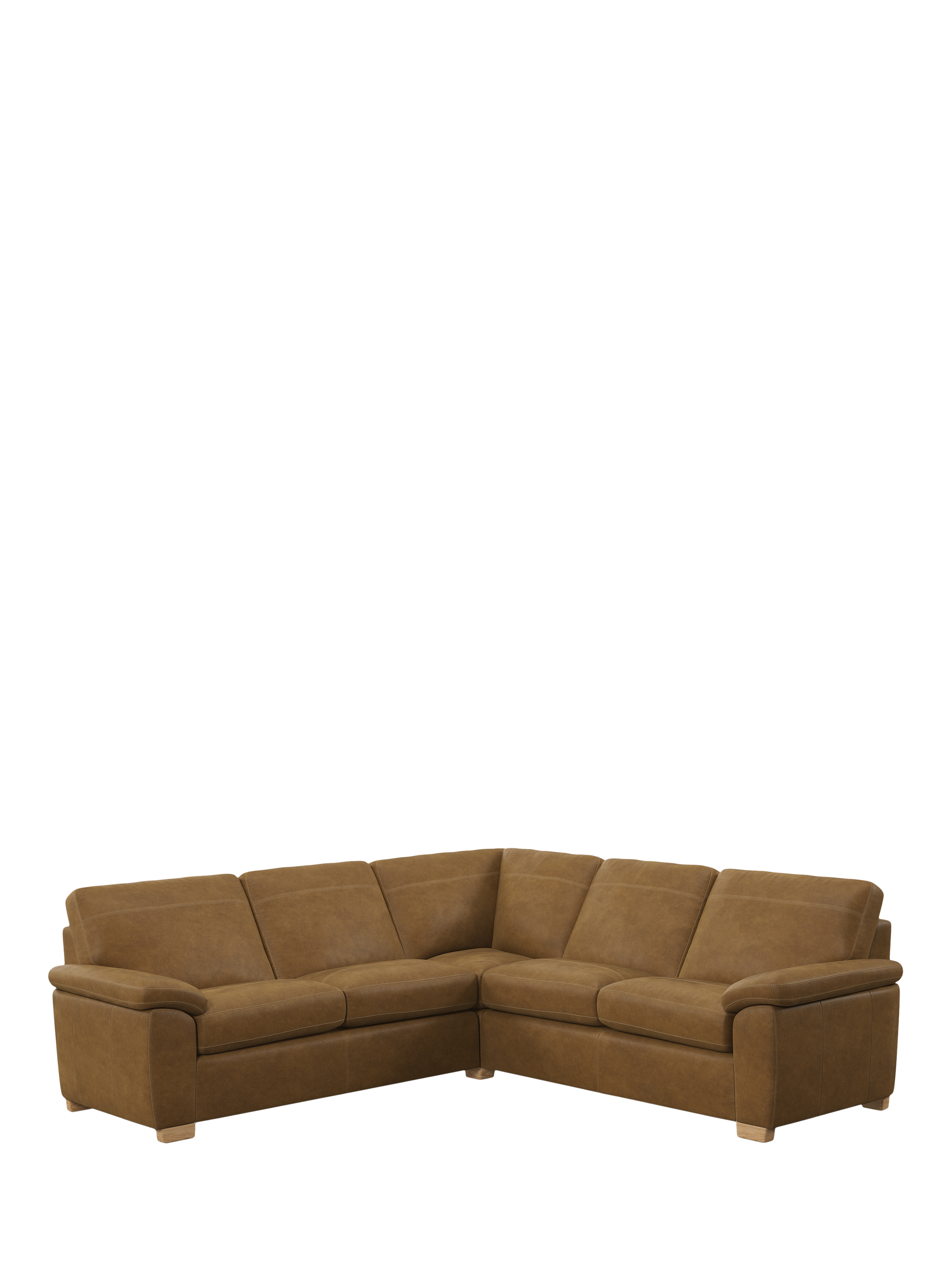 Camden Range, John Lewis Camden 5+ Seater Corner Leather Sofa, Light Leg, Demetra Light Tan