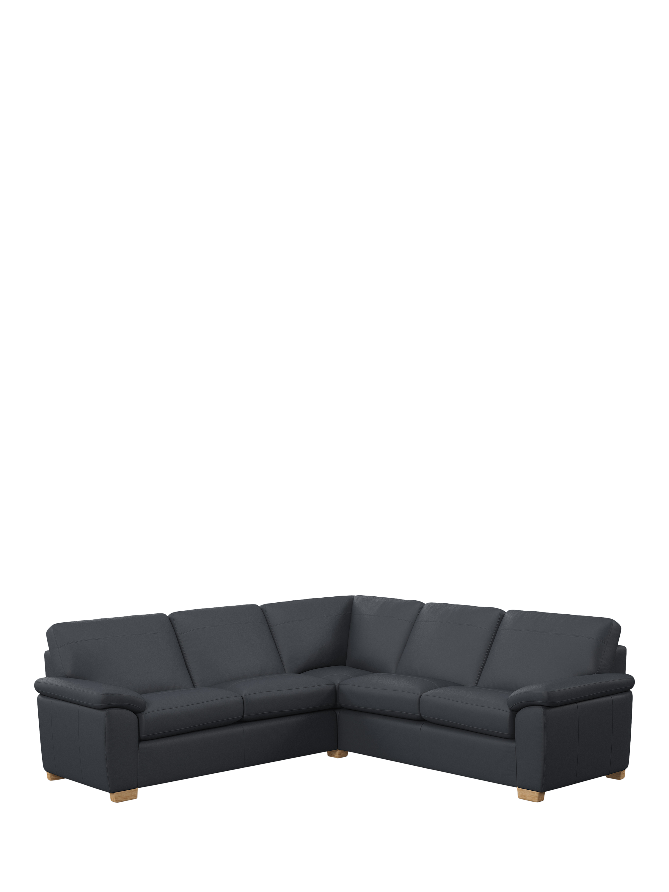 Camden Range, John Lewis Camden 5+ Seater Corner Leather Sofa, Light Leg, Matt Navy