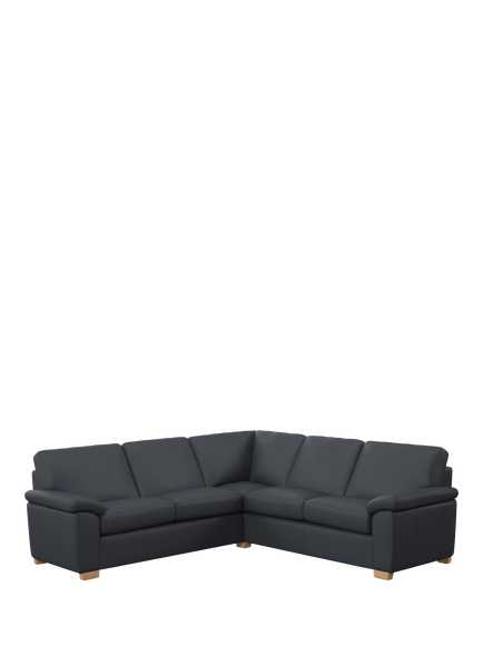 John Lewis Camden 5+ Seater Corner Leather Sofa, Light Leg, Matt Navy