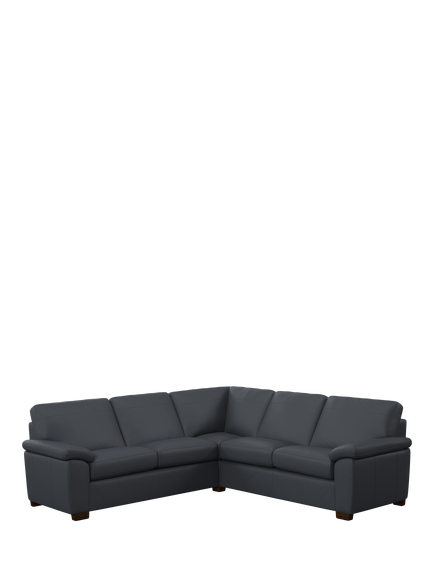 John Lewis Camden 5+ Seater Corner Leather Sofa, Dark Leg, Matt Navy