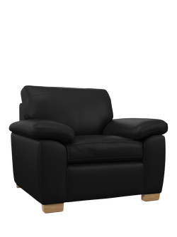John Lewis Camden Leather Armchair, Light Leg, Matt Black