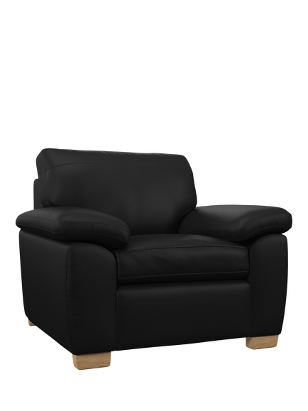 John Lewis Camden Leather Armchair, Light Leg, Matt Black