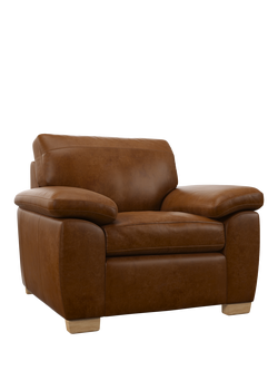John Lewis Camden Leather Armchair, Light Leg, Premium Caramel