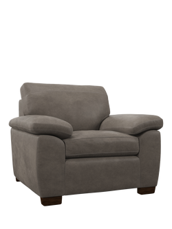 John Lewis Camden Leather Armchair, Dark Leg, Demetra Grey