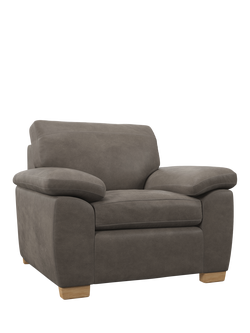 John Lewis Camden Leather Armchair, Light Leg, Demetra Grey