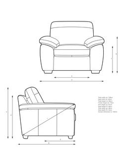 John Lewis Camden Leather Armchair, Light Leg - view 2, Demetra Grey