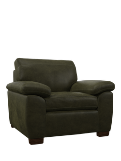 John Lewis Camden Leather Armchair, Dark Leg, Demetra Green