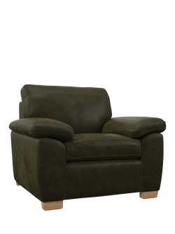 John Lewis Camden Leather Armchair, Light Leg, Demetra Green