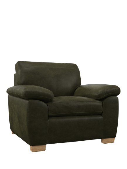 John Lewis Camden Leather Armchair, Light Leg, Demetra Green