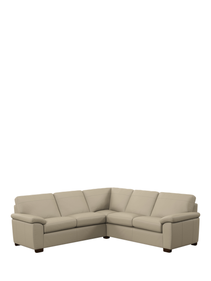 John Lewis Camden 5+ Seater Corner Leather Sofa, Dark Leg, Matt Pearl
