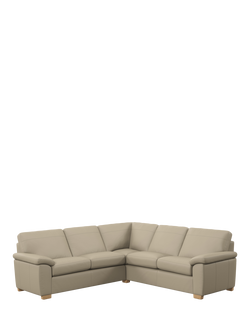 John Lewis Camden 5+ Seater Corner Leather Sofa, Light Leg, Matt Pearl