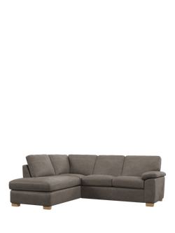 John Lewis Camden LHF Chaise Corner Leather Sofa, Light Leg, Demetra Grey