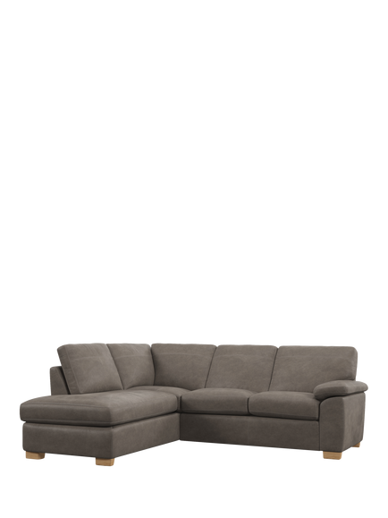 John Lewis Camden LHF Chaise Corner Leather Sofa, Light Leg, Demetra Grey