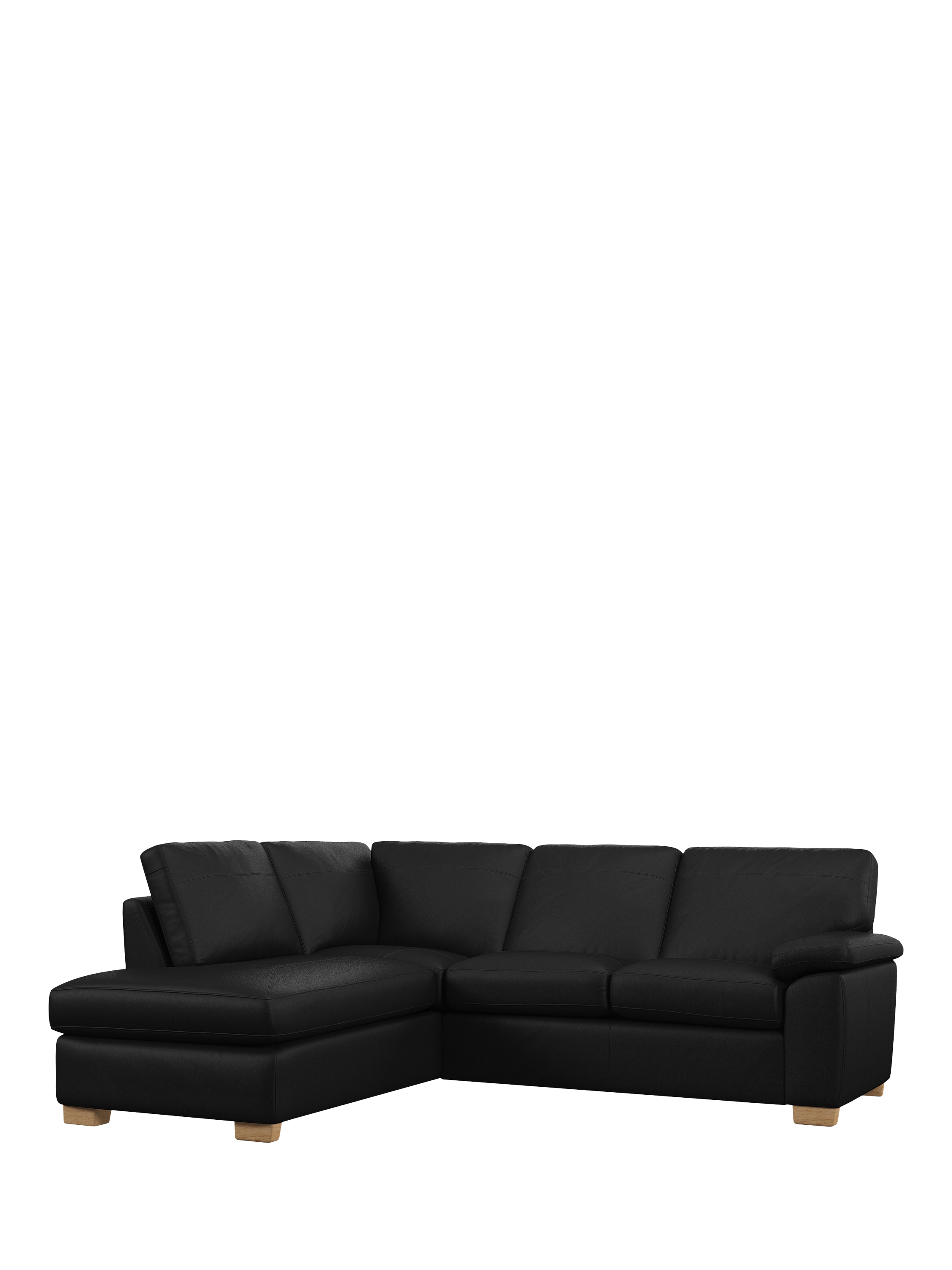 Camden Range, John Lewis Camden LHF Chaise Corner Leather Sofa, Light Leg, Matt Black