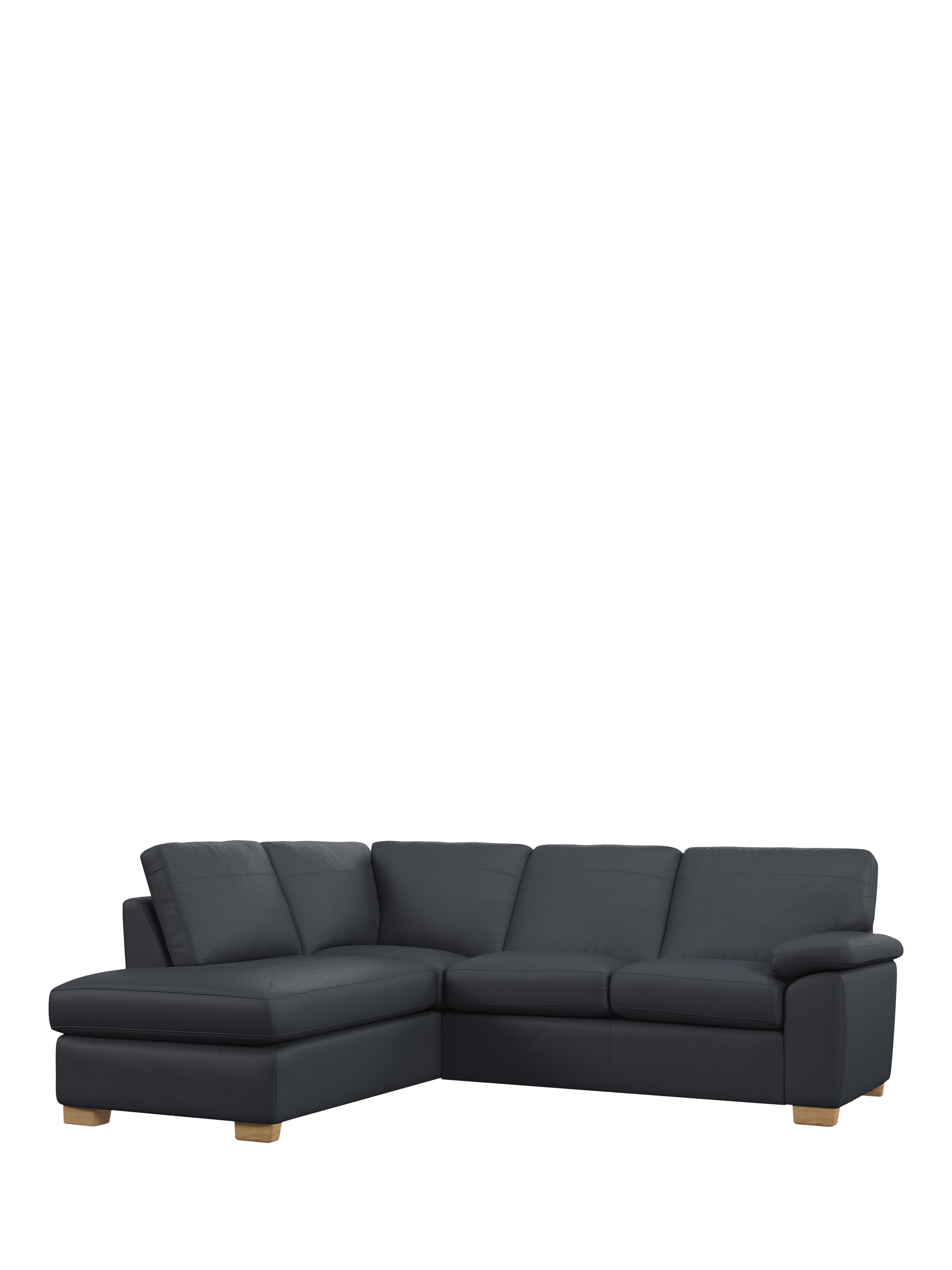 Camden Range, John Lewis Camden LHF Chaise Corner Leather Sofa, Light Leg, Matt Navy