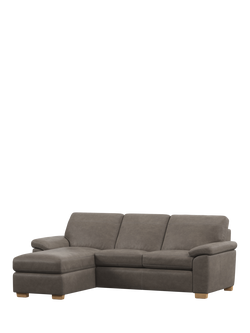 John Lewis Camden LHF Chaise Leather Sofa Bed, Light Leg, Demetra Grey