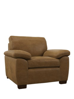 John Lewis Camden Leather Armchair, Dark Leg, Demetra Light Tan