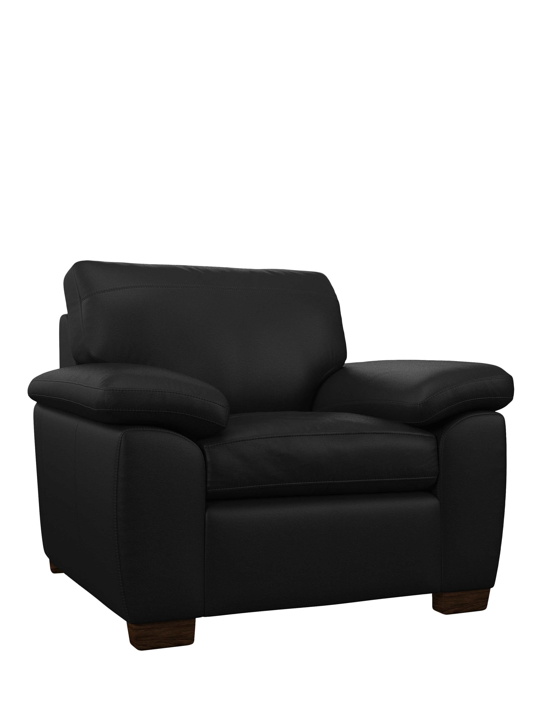 Camden Range, John Lewis Camden Leather Armchair, Dark Leg, Matt Black