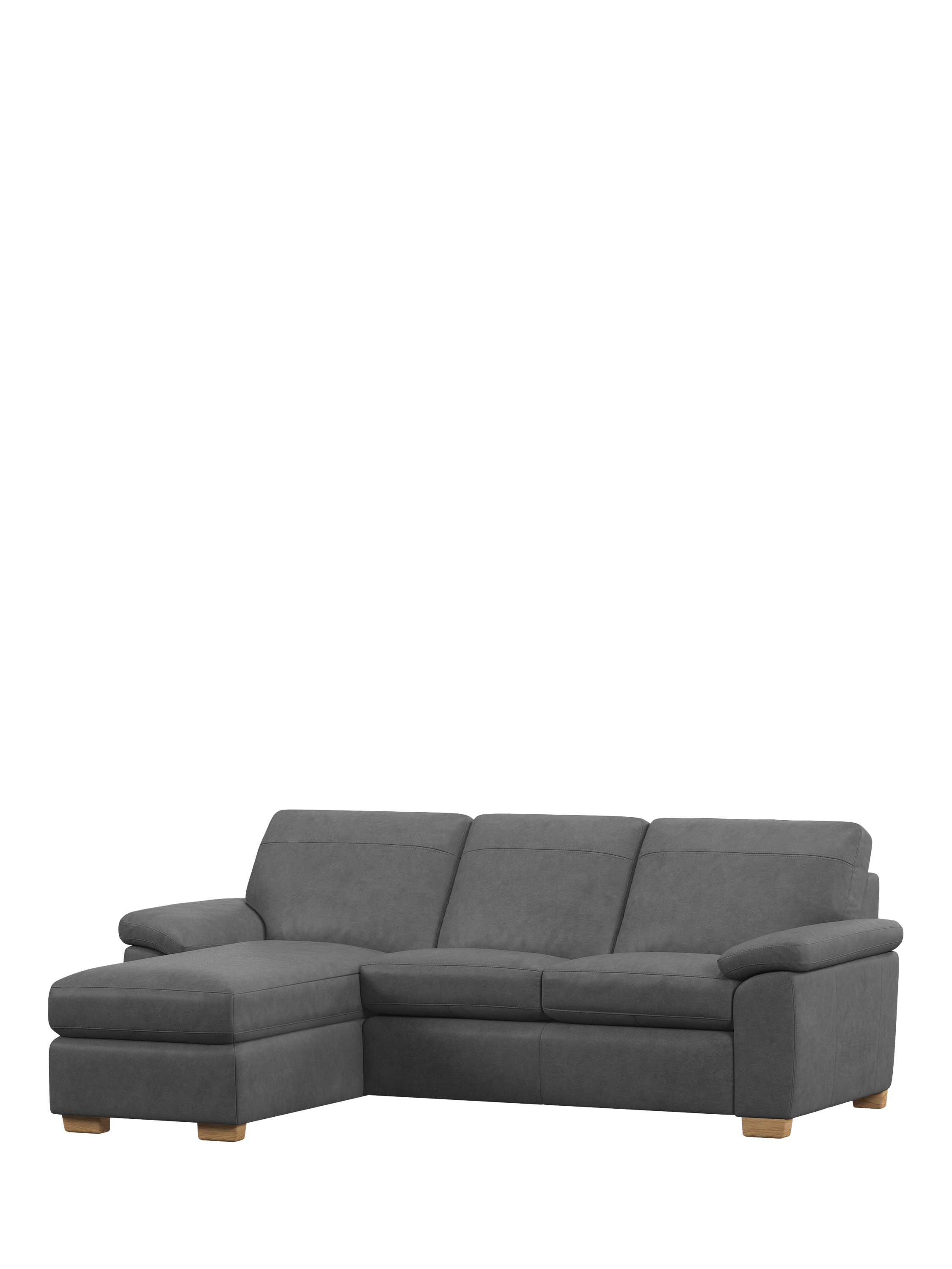 Camden Range, John Lewis Camden LHF Chaise Leather Sofa Bed, Light Leg, Vintage Shadow