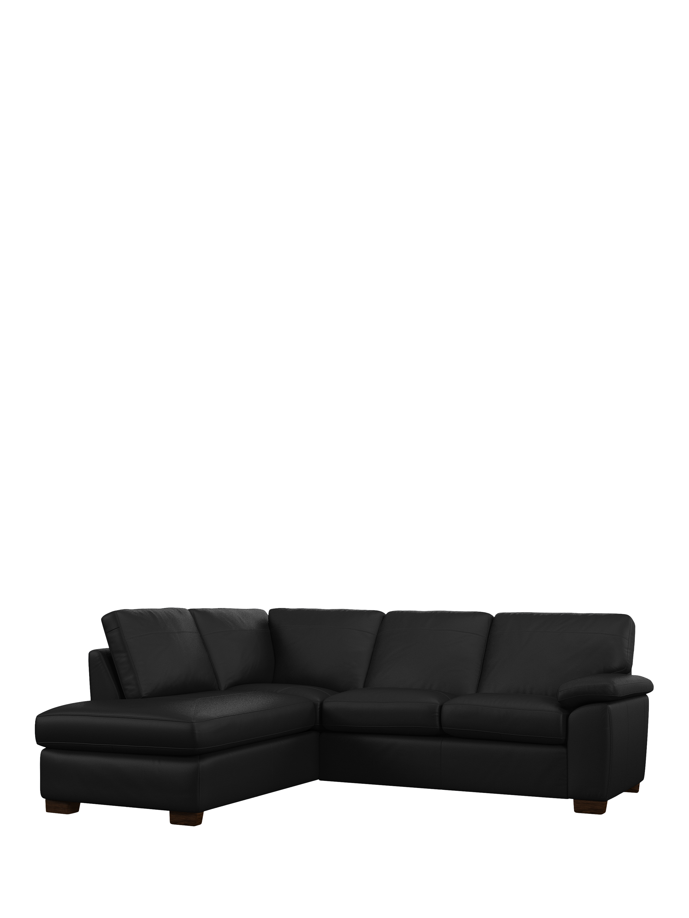 Camden Range, John Lewis Camden LHF Leather Corner Sofa, Dark Leg, Matt Black