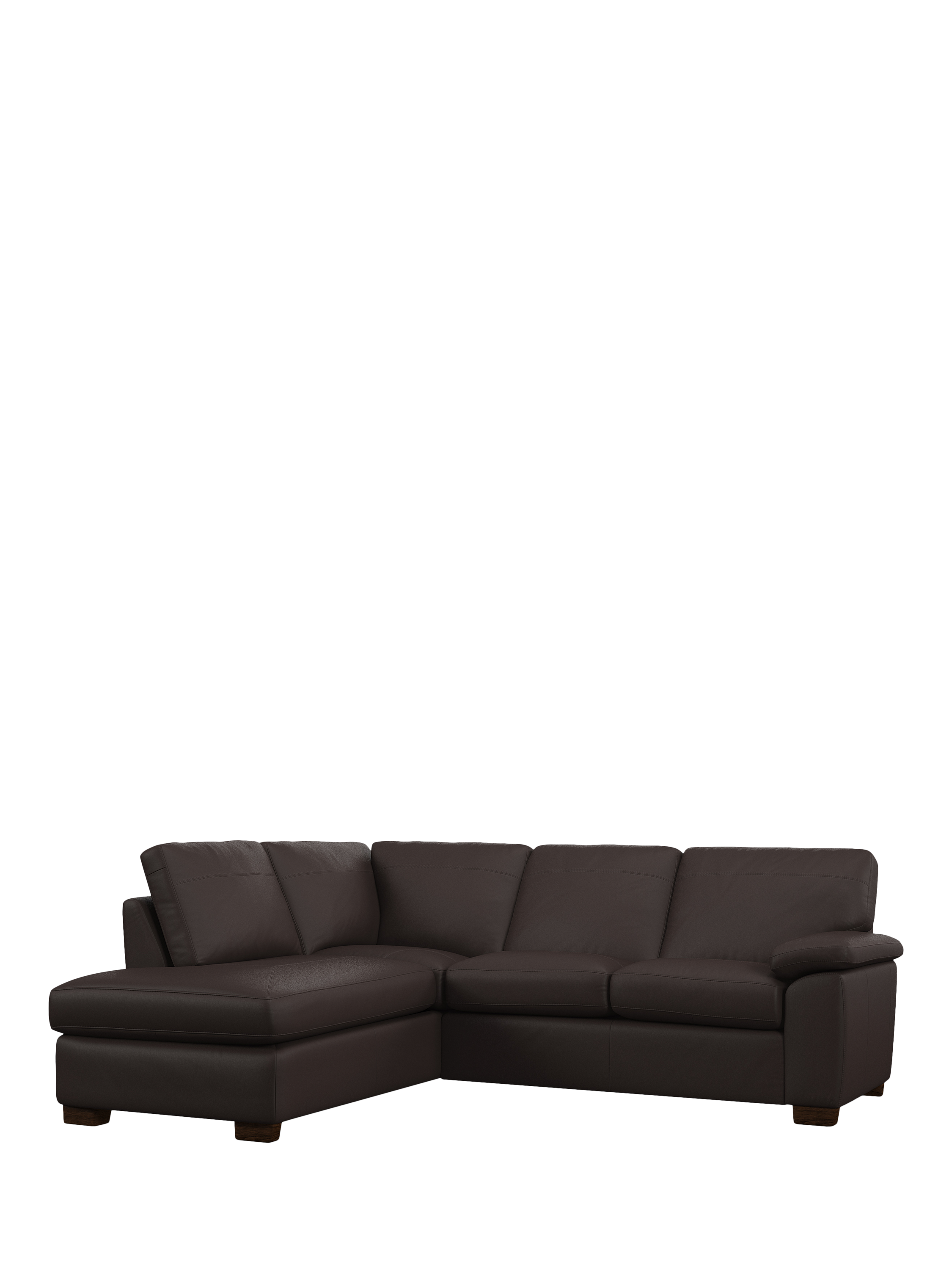 Camden Range, John Lewis Camden LHF Leather Corner Sofa, Dark Leg, Matt Chocolate