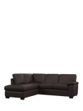 John Lewis Camden LHF Leather Corner Sofa, Dark Leg, Matt Chocolate