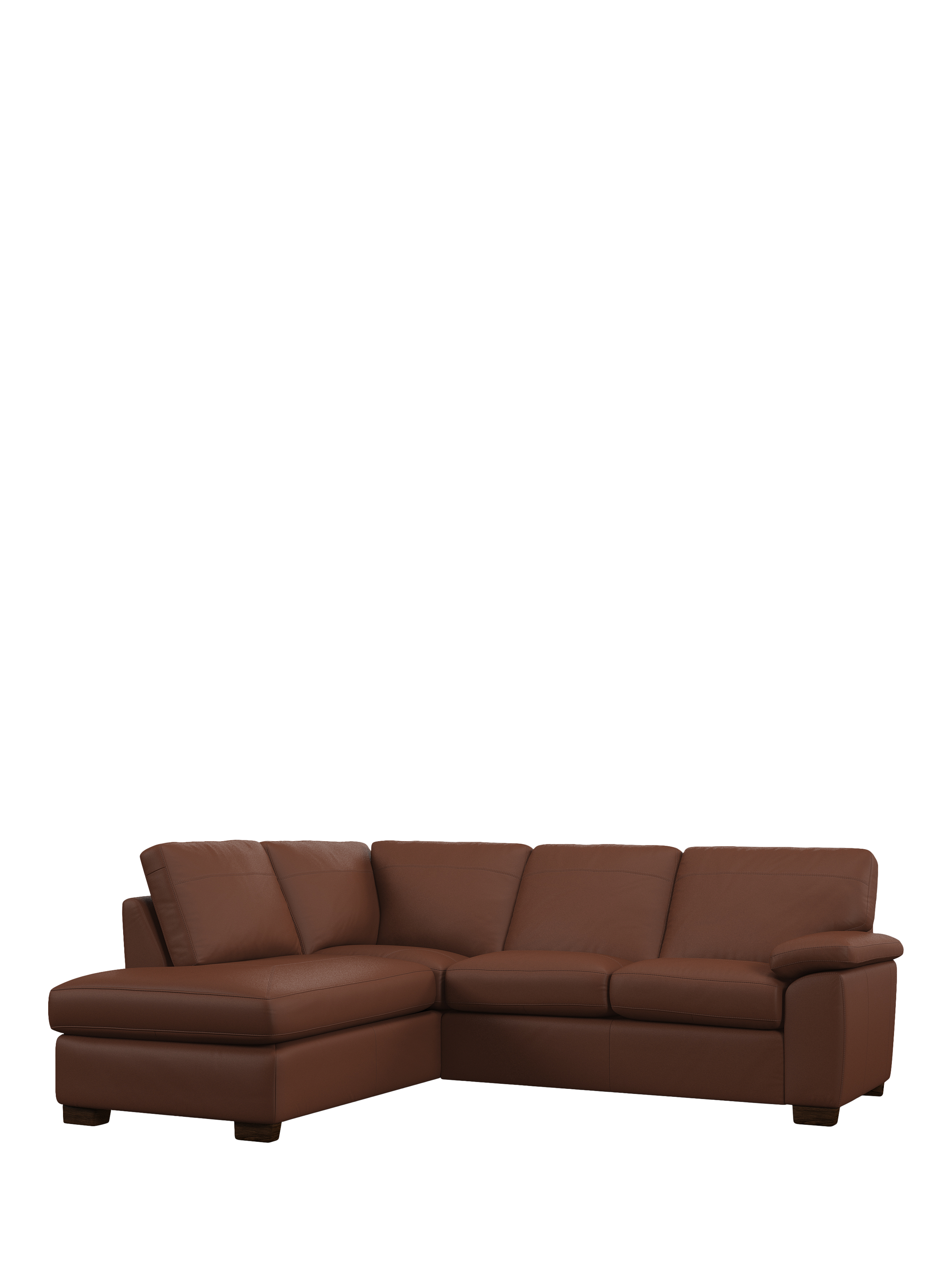 Camden Range, John Lewis Camden LHF Leather Corner Sofa, Dark Leg, Matt Chestnut