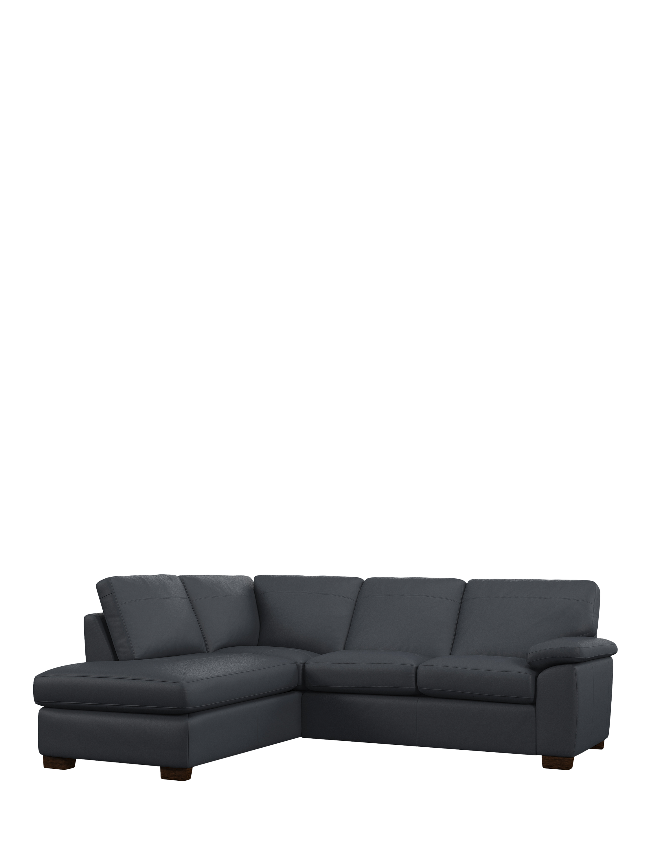 Camden Range, John Lewis Camden LHF Leather Corner Sofa, Dark Leg, Matt Navy