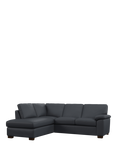 John Lewis Camden LHF Leather Corner Sofa, Dark Leg, Matt Navy