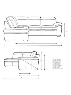 John Lewis Camden LHF Leather Corner Sofa, Dark Leg - view 2, Matt Navy
