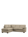 John Lewis Camden LHF Leather Corner Sofa, Dark Leg, Matt Pearl