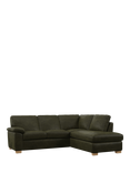 John Lewis Camden RHF Chaise Corner Leather Sofa, Light Leg, Demetra Green