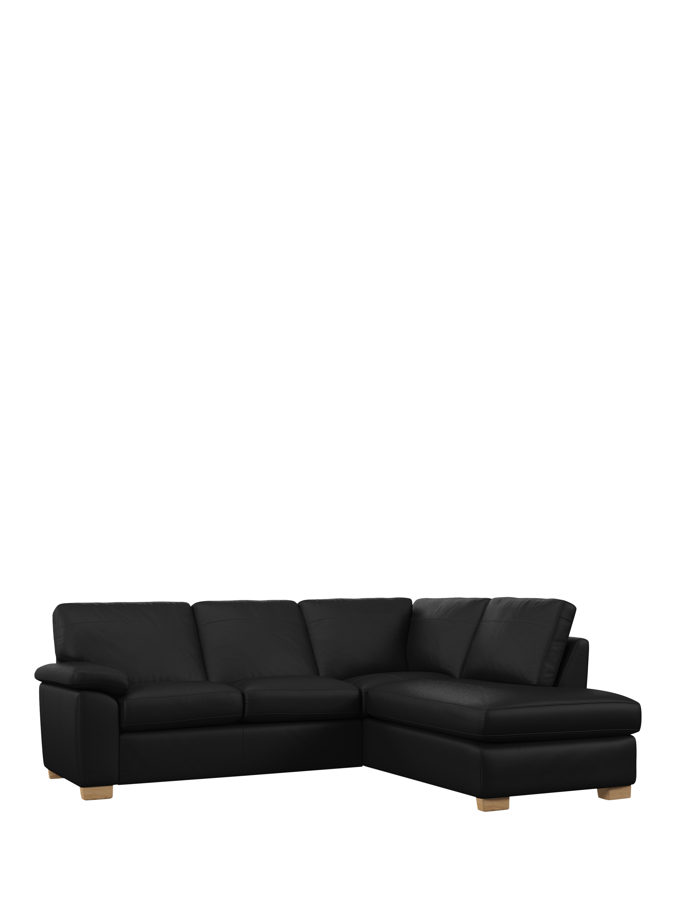Camden Range, John Lewis Camden RHF Chaise Corner Leather Sofa, Light Leg, Matt Black