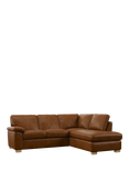 John Lewis Camden RHF Chaise Corner Leather Sofa, Light Leg, Premium Caramel