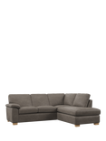 John Lewis Camden RHF Chaise Corner Leather Sofa, Light Leg, Demetra Grey