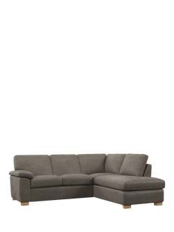 John Lewis Camden RHF Chaise Corner Leather Sofa, Light Leg, Demetra Grey