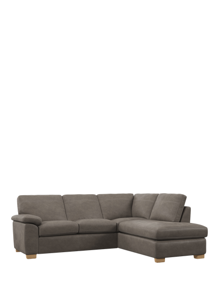 John Lewis Camden RHF Chaise Corner Leather Sofa, Light Leg, Demetra Grey