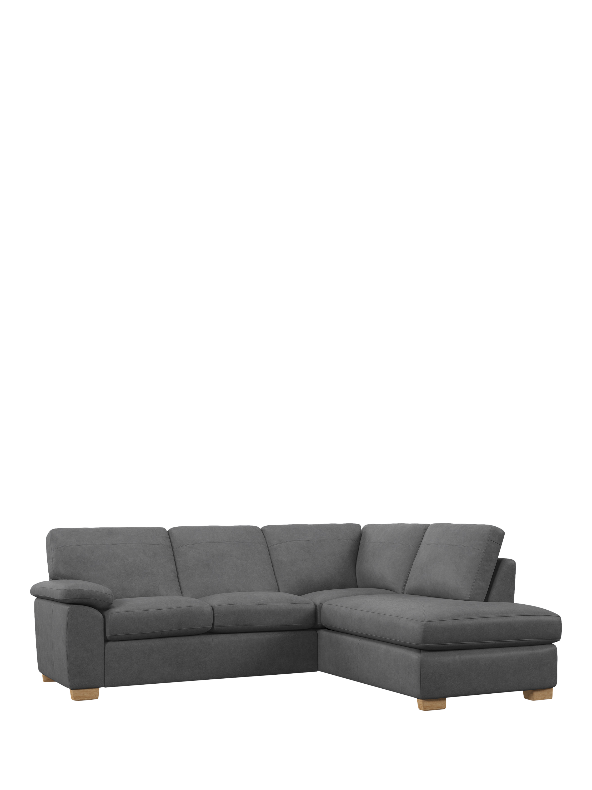 Camden Range, John Lewis Camden RHF Chaise Corner Leather Sofa, Light Leg, Vintage Shadow