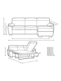 John Lewis Camden RHF Chaise Leather Sofa Bed, Light Leg - view 2, Premium Caramel