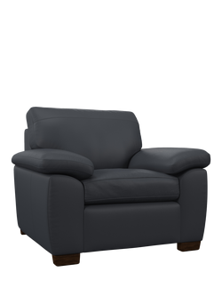 John Lewis Camden Leather Armchair, Dark Leg, Matt Navy