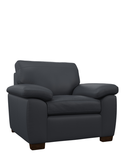 John Lewis Camden Leather Armchair, Dark Leg, Matt Navy