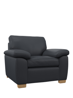 John Lewis Camden Leather Armchair, Light Leg, Matt Navy