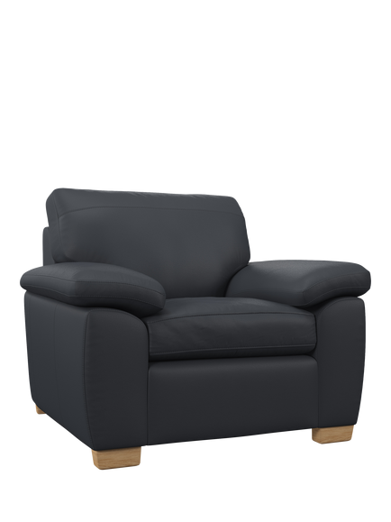 John Lewis Camden Leather Armchair, Light Leg, Matt Navy