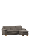 John Lewis Camden RHF Chaise Leather Sofa Bed, Light Leg, Demetra Grey