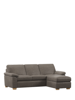 John Lewis Camden RHF Chaise Leather Sofa Bed, Light Leg, Demetra Grey