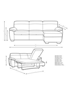 John Lewis Camden RHF Chaise Leather Sofa Bed, Light Leg - view 2, Demetra Green