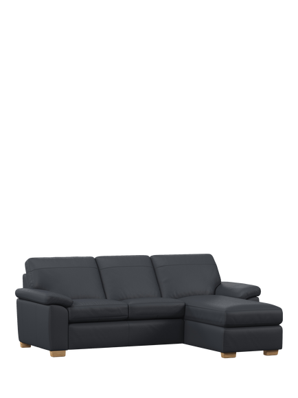 John Lewis Camden RHF Chaise Leather Sofa Bed, Light Leg, Matt Navy
