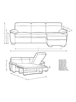 John Lewis Camden RHF Chaise Leather Sofa Bed, Light Leg - view 2, Matt Pearl